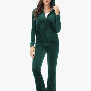 Women's Green Velour Track Suit